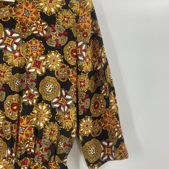 Ms Chaus Vintage statement print midi dress career faux wrap asymmetrical - Picture 7 of 16